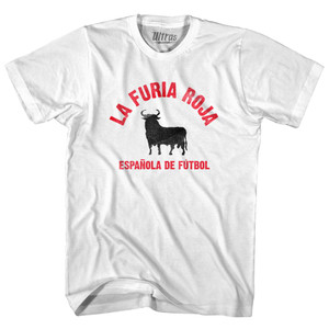 Spain La Furia Roja Bull Adult Cotton Soccer T-shirt - White Spain La Furia Roja Bull Adult Cotton Soccer T-shirt - White