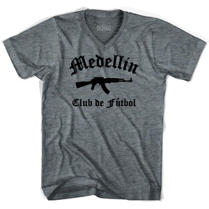 Medellin Club de Futbol Adult Tri-Blend V-neck Soccer T-shirt - Athletic Grey Medellin Club de Futbol Adult Tri-Blend V-neck Soccer T-shirt - Athletic Grey