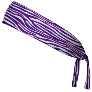 Zebra Purple & White Elastic Tie Running Fitness Headbands Made in USA - Purple White Zebra Purple & White Elastic Tie Running Fitness Headbands Made in USA - Purple White