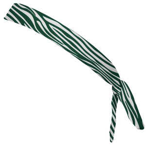 Zebra Forest Green & White Elastic Tie Running Fitness Skinny Headbands Made in USA - Green White Zebra Forest Green & White Elastic Tie Running Fitness Skinny Headbands Made in USA - Green White