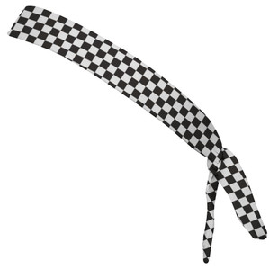 Checkerboard White & Black Elastic Tie Running Fitness Skinny Headbands Made In USA - White Black Checkerboard White & Black Elastic Tie Running Fitness Skinny Headbands Made In USA - White Black