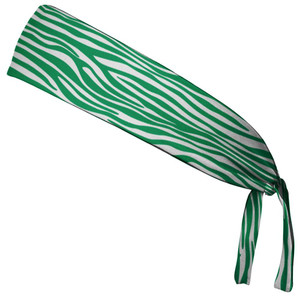 Zebra Kelly Green & White Elastic Tie Running Fitness Headbands Made in USA - Green White Zebra Kelly Green & White Elastic Tie Running Fitness Headbands Made in USA - Green White
