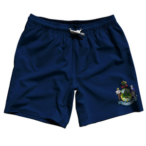 Maine US State 7.5" Swim Shorts Made in USA - Navy Maine US State 7.5" Swim Shorts Made in USA - Navy
