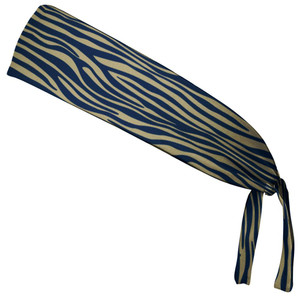 Zebra Vegas Gold & Navy Elastic Tie Running Fitness Headbands Made in USA - Gold Navy Zebra Vegas Gold & Navy Elastic Tie Running Fitness Headbands Made in USA - Gold Navy