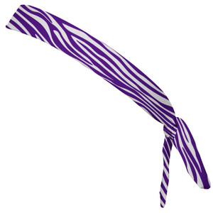 Zebra Purple & White Elastic Tie Running Fitness Skinny Headbands Made in USA - Purple White Zebra Purple & White Elastic Tie Running Fitness Skinny Headbands Made in USA - Purple White