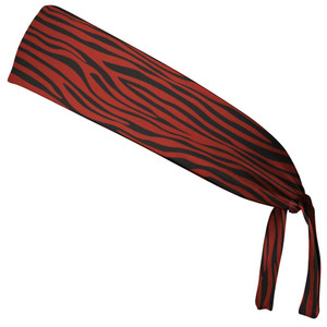Zebra Cardinal Red & Black Elastic Tie Running Fitness Headbands Made in USA - Red Black Zebra Cardinal Red & Black Elastic Tie Running Fitness Headbands Made in USA - Red Black
