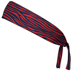 Zebra Red & Navy Elastic Tie Running Fitness Headbands Made in USA - Red Navy Zebra Red & Navy Elastic Tie Running Fitness Headbands Made in USA - Red Navy