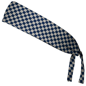 Checkerboard Cool Grey & Navy Elastic Tie Running Fitness Headbands Made in USA - Grey Navy Checkerboard Cool Grey & Navy Elastic Tie Running Fitness Headbands Made in USA - Grey Navy