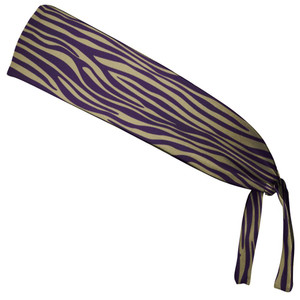 Zebra Vegas Gold & Purple Elastic Tie Running Fitness Headbands Made in USA - Gold Purple Zebra Vegas Gold & Purple Elastic Tie Running Fitness Headbands Made in USA - Gold Purple