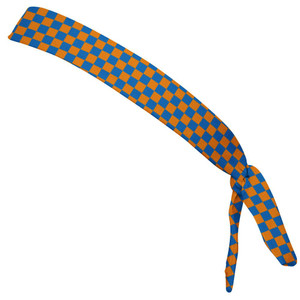 Checkerboard Royal Blue & Orange Elastic Tie Running Fitness Skinny Headbands Made in USA - Blue Orange Checkerboard Royal Blue & Orange Elastic Tie Running Fitness Skinny Headbands Made in USA - Blue Orange