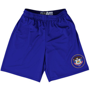 Utah State Flag 9" Inseam Lacrosse Shorts Made in USA - Blue Utah State Flag 9" Inseam Lacrosse Shorts Made in USA - Blue