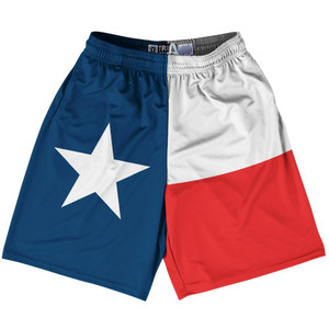 Texas State Flag 9" Inseam Lacrosse Shorts Made in USA - Blue Red White Texas State Flag 9" Inseam Lacrosse Shorts Made in USA - Blue Red White
