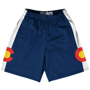 Colorado State Flag 9" Inseam Lacrosse Shorts Made in USA - Blue White