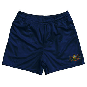 Pennsylvania State Flag Rugby Shorts Made in USA - Royal Blue