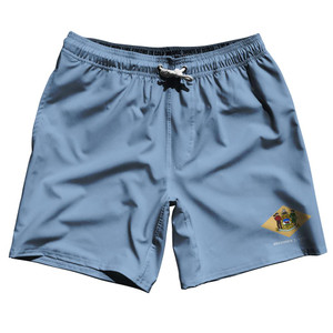 Delaware US State 7.5" Swim Shorts Made in USA - Light Blue Delaware US State 7.5" Swim Shorts Made in USA - Light Blue