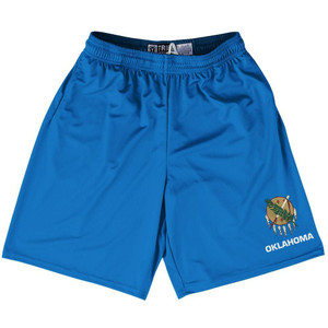 Oklahoma State Flag 9" Inseam Lacrosse Shorts Made in USA - Light Blue Oklahoma State Flag 9" Inseam Lacrosse Shorts Made in USA - Light Blue