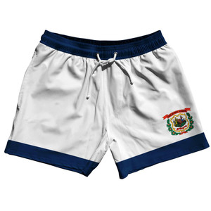 West Virginia US State 5" Swim Shorts Made in USA - White West Virginia US State 5" Swim Shorts Made in USA - White