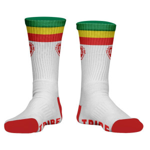Tribe Rasta Flag White Athletic Full Crew Socks - White Tribe Rasta Flag White Athletic Full Crew Socks - White