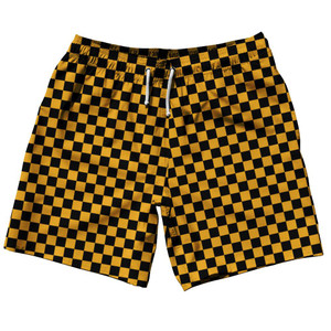 Dark Brown & White Checkerboard Swim Shorts 7.5" Made in USA - Dark Brown & White Dark Brown & White Checkerboard Swim Shorts 7.5" Made in USA - Dark Brown & White