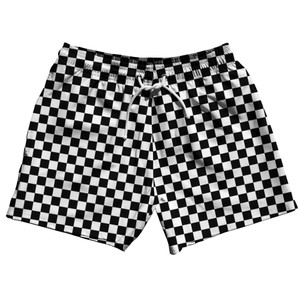 Black & White Checkerboard 5" Swim Shorts Made in USA - Black & White Black & White Checkerboard 5" Swim Shorts Made in USA - Black & White