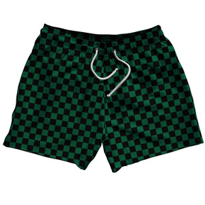 Hunter Green & Black Checkerboard 5" Swim Shorts Made in USA - Hunter Green & Black Hunter Green & Black Checkerboard 5" Swim Shorts Made in USA - Hunter Green & Black
