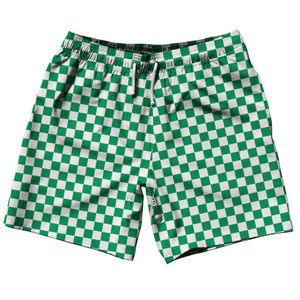 Kelly Green & White Checkerboard Swim Shorts 7.5" Made in USA - Kelly Green & White Kelly Green & White Checkerboard Swim Shorts 7.5" Made in USA - Kelly Green & White