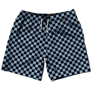 Blue & Black Checkerboard Swim Shorts 7.5" Made in USA - Blue & Black Blue & Black Checkerboard Swim Shorts 7.5" Made in USA - Blue & Black