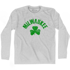 Milwaukee Shamrock Cotton Long Sleeve T-Shirt - Grey Heather