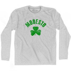 Modesto Shamrock Cotton Long Sleeve T-Shirt - Grey Heather