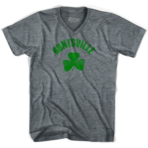 Huntsville Shamrock Tri-Blend V-neck Junior Cut Womens T-shirt - Athletic Grey