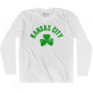 Kansas Shamrock Cotton Long Sleeve T-shirt - White