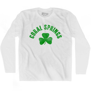 Coral Springs Shamrock Cotton Long Sleeve T-shirt - White Coral Springs Shamrock Cotton Long Sleeve T-shirt - White
