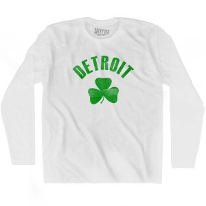 Detroit Shamrock Cotton Long Sleeve T-shirt - White
