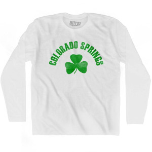 Colorado Springs Shamrock Cotton Long Sleeve T-shirt - White