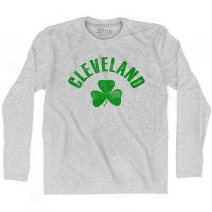 Cleveland Shamrock Cotton Long Sleeve T-Shirt - Grey Heather
