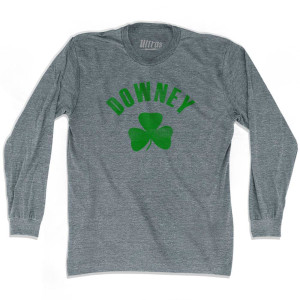 Downey Shamrock Tri-Blend Long Sleeve T-shirt - Athletic Grey