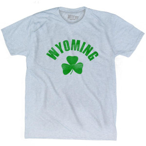 Wyoming State Shamrock Tri-Blend T-Shirt - Athletic White