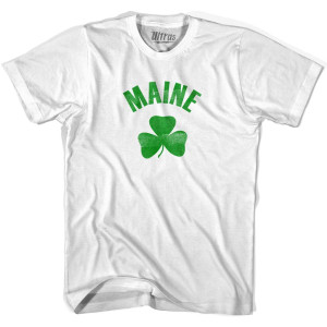 Maine State Shamrock Youth Cotton T-shirt - White