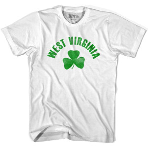 West Virginia State Shamrock Womens Cotton T-shirt - White West Virginia State Shamrock Womens Cotton T-shirt - White