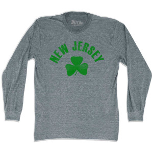 New Jersey State Shamrock Tri-Blend Long Sleeve T-shirt - Athletic Grey New Jersey State Shamrock Tri-Blend Long Sleeve T-shirt - Athletic Grey