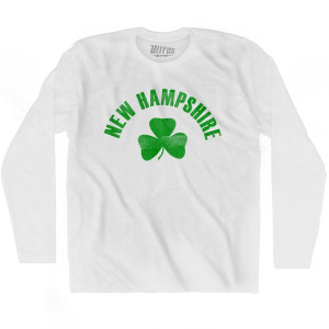 New Hampshire State Shamrock Cotton Long Sleeve T-shirt - White New Hampshire State Shamrock Cotton Long Sleeve T-shirt - White