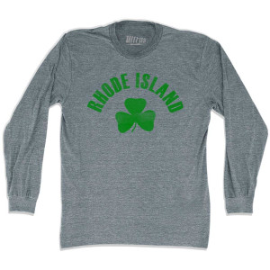 Rhode Island State Shamrock Tri-Blend Long Sleeve T-shirt - Athletic Grey Rhode Island State Shamrock Tri-Blend Long Sleeve T-shirt - Athletic Grey
