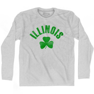 Illinois State Shamrock Cotton Long Sleeve T-Shirt - Grey Heather Illinois State Shamrock Cotton Long Sleeve T-Shirt - Grey Heather