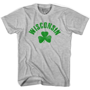 Wisconsin State Shamrock Cotton T-Shirt - Grey Heather Wisconsin State Shamrock Cotton T-Shirt - Grey Heather