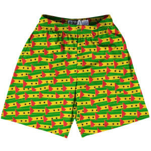 Tribe Sao Tome and Principe Party Flags Lacrosse Shorts Made in USA - Red Yellow Tribe Sao Tome and Principe Party Flags Lacrosse Shorts Made in USA - Red Yellow