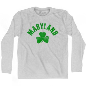 Maryland State Shamrock Cotton Long Sleeve T-Shirt - Grey Heather Maryland State Shamrock Cotton Long Sleeve T-Shirt - Grey Heather