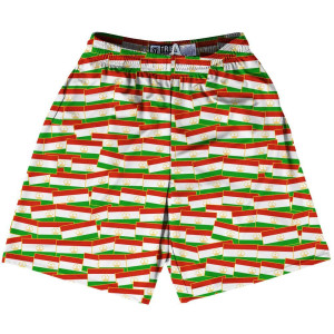 Tribe Tajikistan Party Flags Lacrosse Shorts Made in USA - White Red Tribe Tajikistan Party Flags Lacrosse Shorts Made in USA - White Red