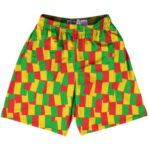 Tribe Guinea Party Flags Lacrosse Shorts Made in USA - Green Red