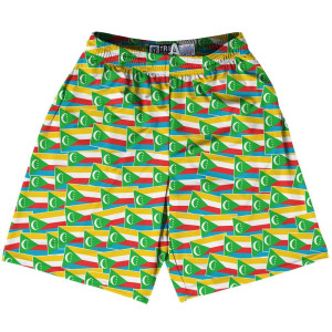 Tribe Comoros Party Flags Lacrosse Shorts Made in USA - Green Tribe Comoros Party Flags Lacrosse Shorts Made in USA - Green