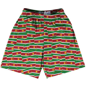 Tribe Suriname Party Flags Lacrosse Shorts Made in USA - Maroon Green Tribe Suriname Party Flags Lacrosse Shorts Made in USA - Maroon Green